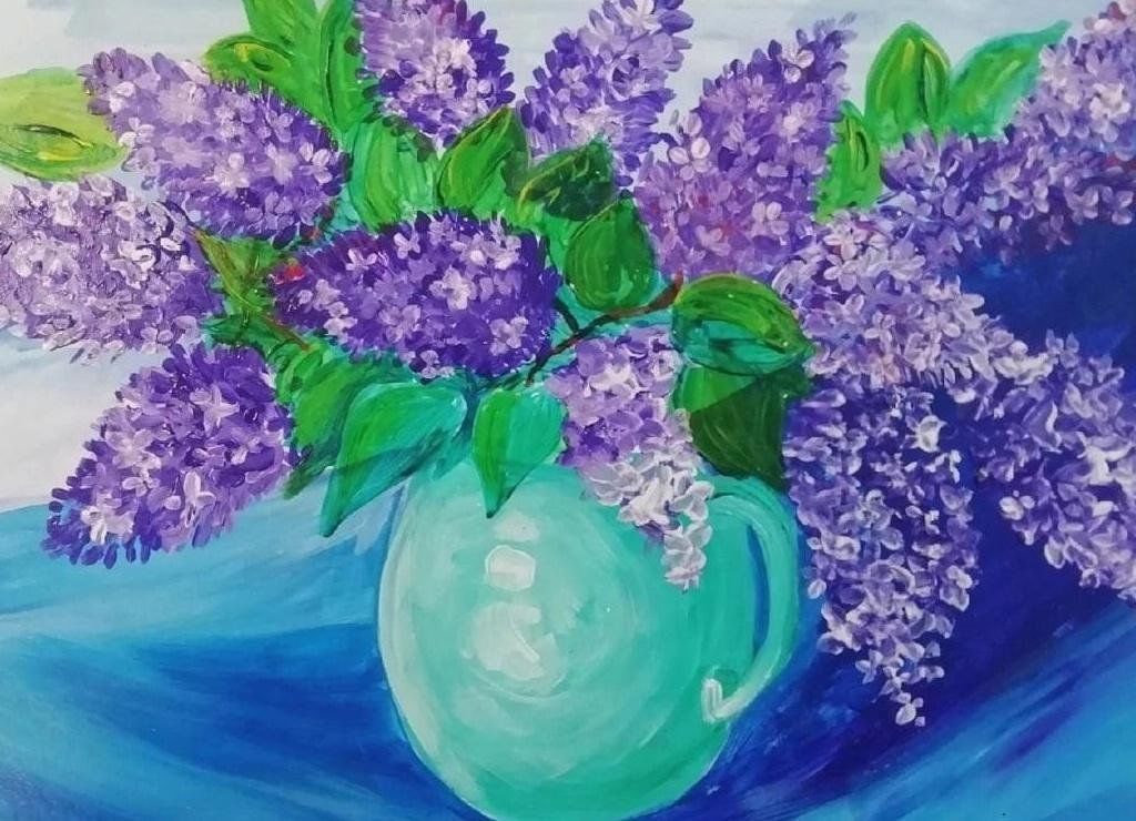 Букет сирени рисунок для детей