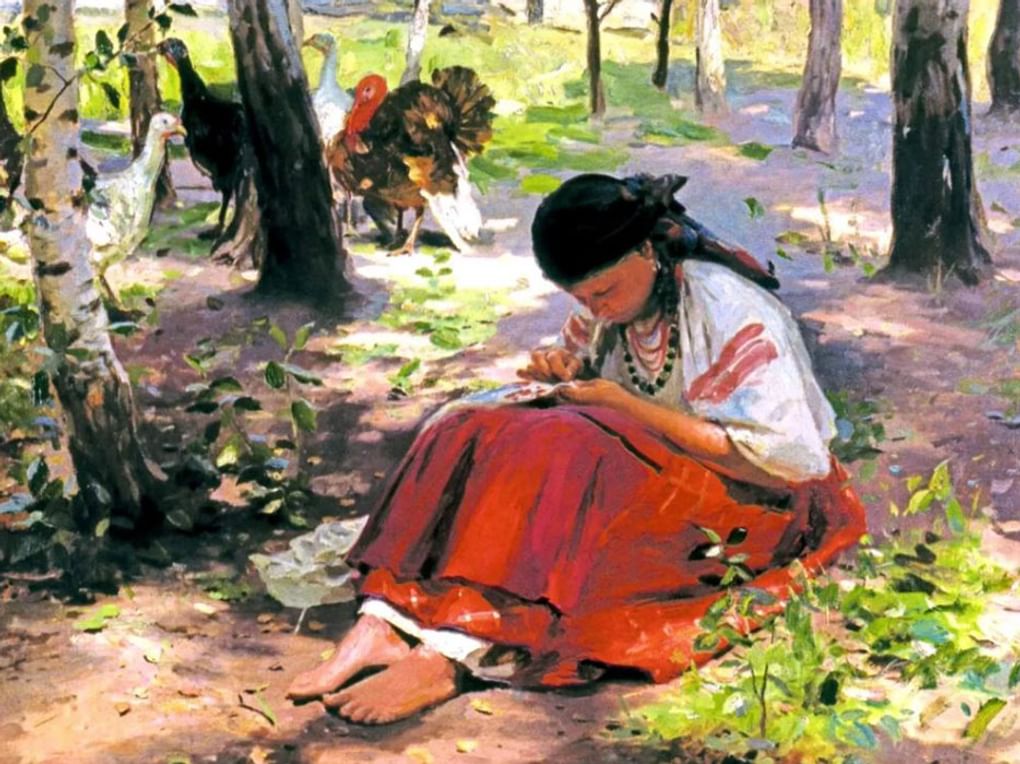 Николай Пимоненко. В укромном уголке (фрагмент). 1908. Частное собрание