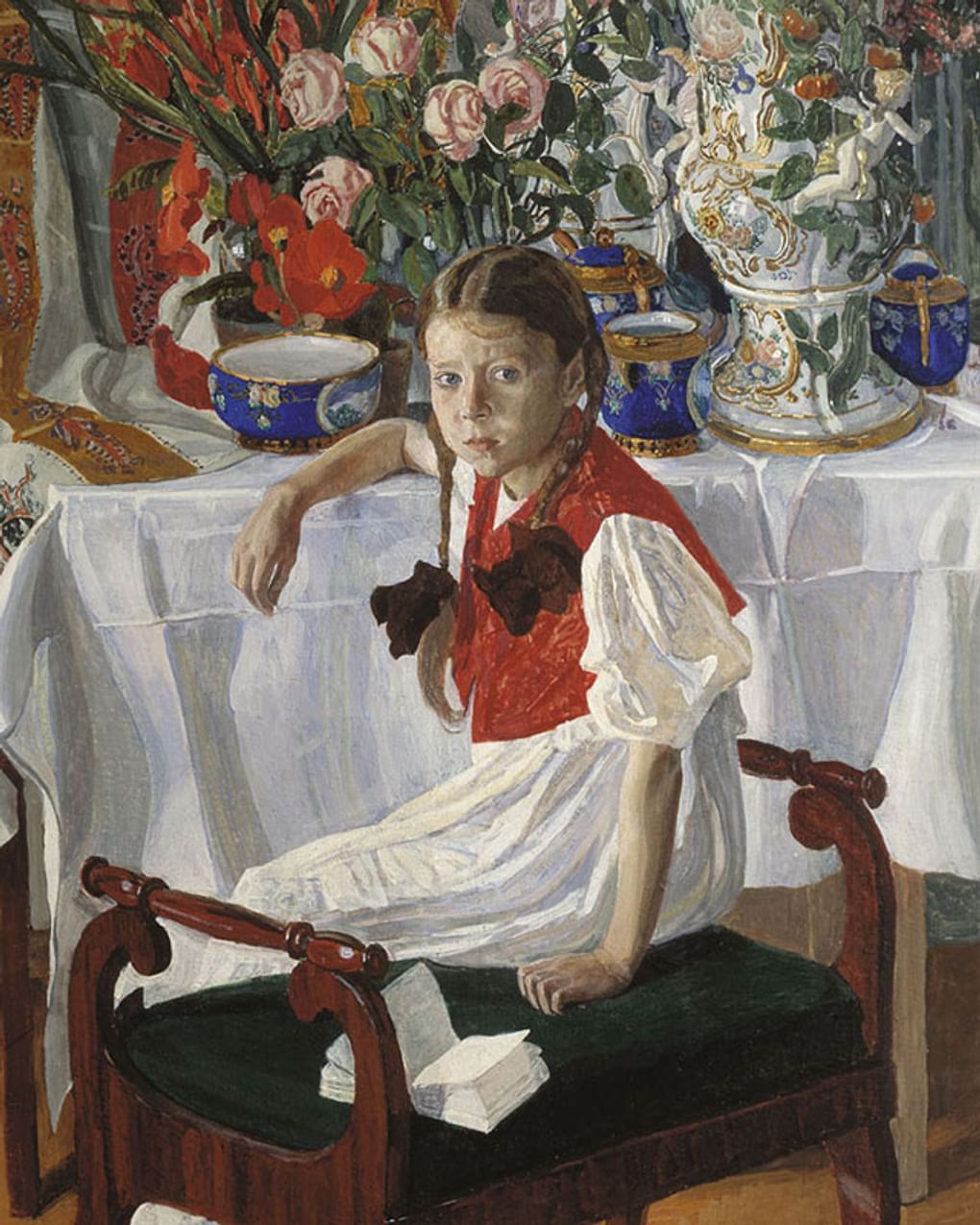 Александр Головин. Девочка и фарфор (Фрося) (фрагмент). 1916. Государственная Третьяковская галерея, Москва