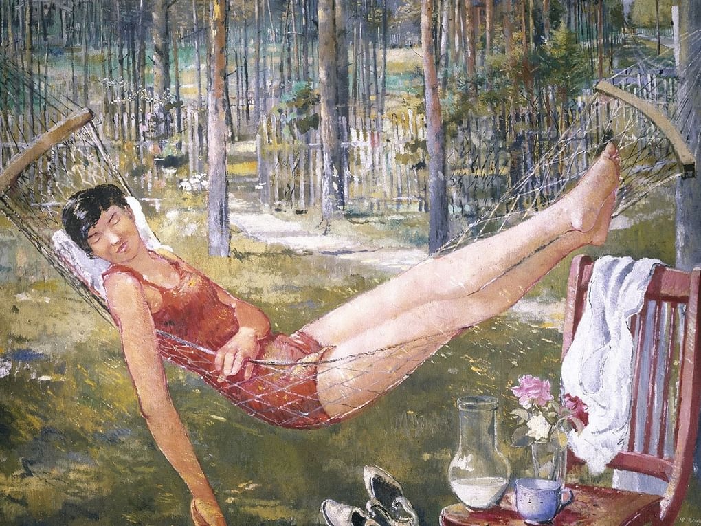 Юрий Пименов. Женщина в гамаке (фрагмент). 1934. Государственный Русский музей, Санкт-Петербург