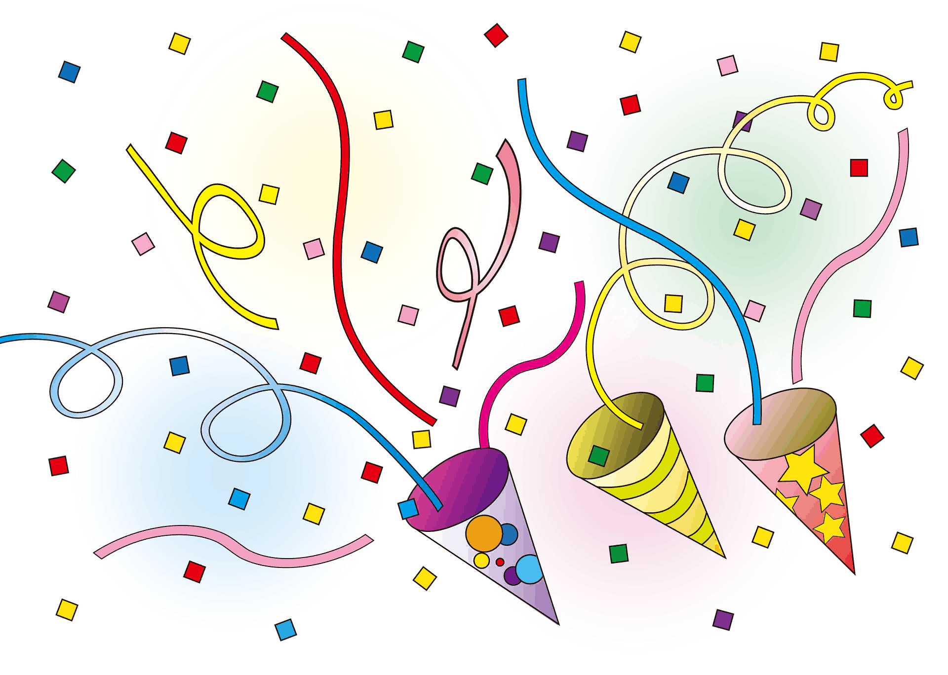 Фанфары на праздник. Праздничное конфетти. Конфетти клипарт. Конфетти нарисованные. Серпантин праздничный.