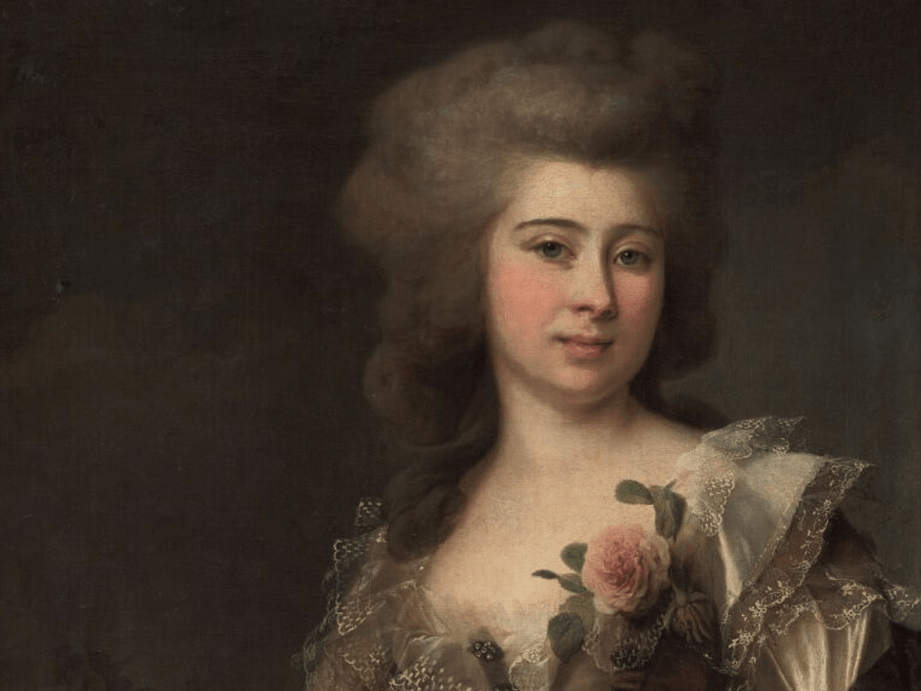 Дмитрий Левицкий. Портрет неизвестной с розой (фрагмент). 1788. Государственная Третьяковская галерея, Москва