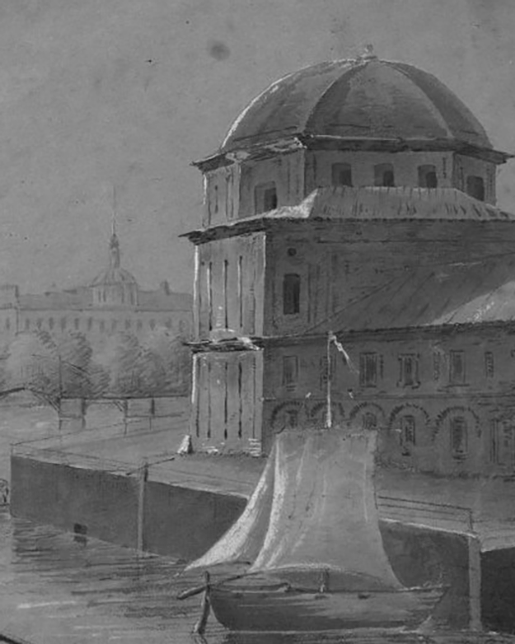 Лермитт Лион. Михайловский замок (фрагмент). 1810-е. Государственный музей А.С. Пушкина, Москва