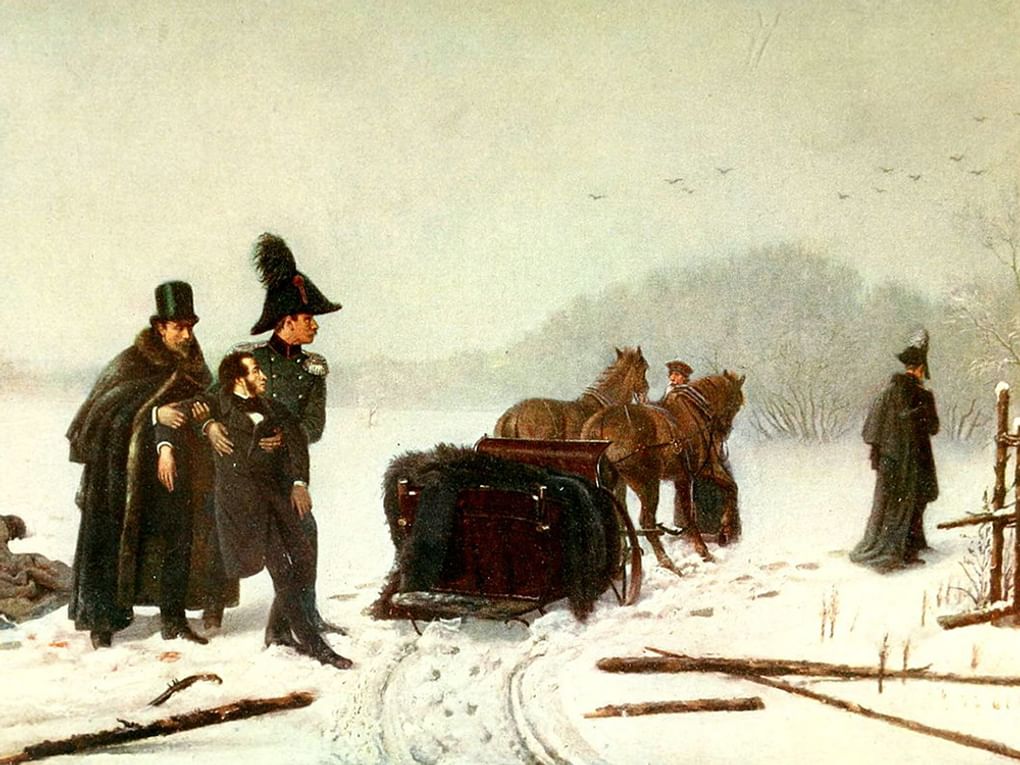 Алексей Наумов. Дуэль Пушкина с Дантесом (фрагмент). 1884. Государственный Русский музей, Санкт-Петербург