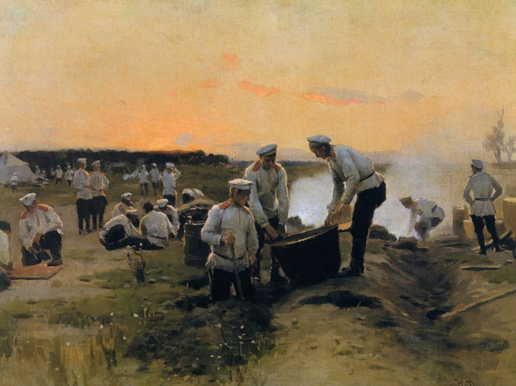 Николай Пимоненко. Солдаты на привале (фрагмент). 1900-е. Национальный художественный музей Украины, Киев, Украина