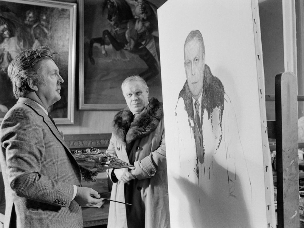 Художник Илья Глазунов пишет портрет писателя Владимира Солоухина. 1982 год. Фотография: Валентин Мастюков / ТАСС