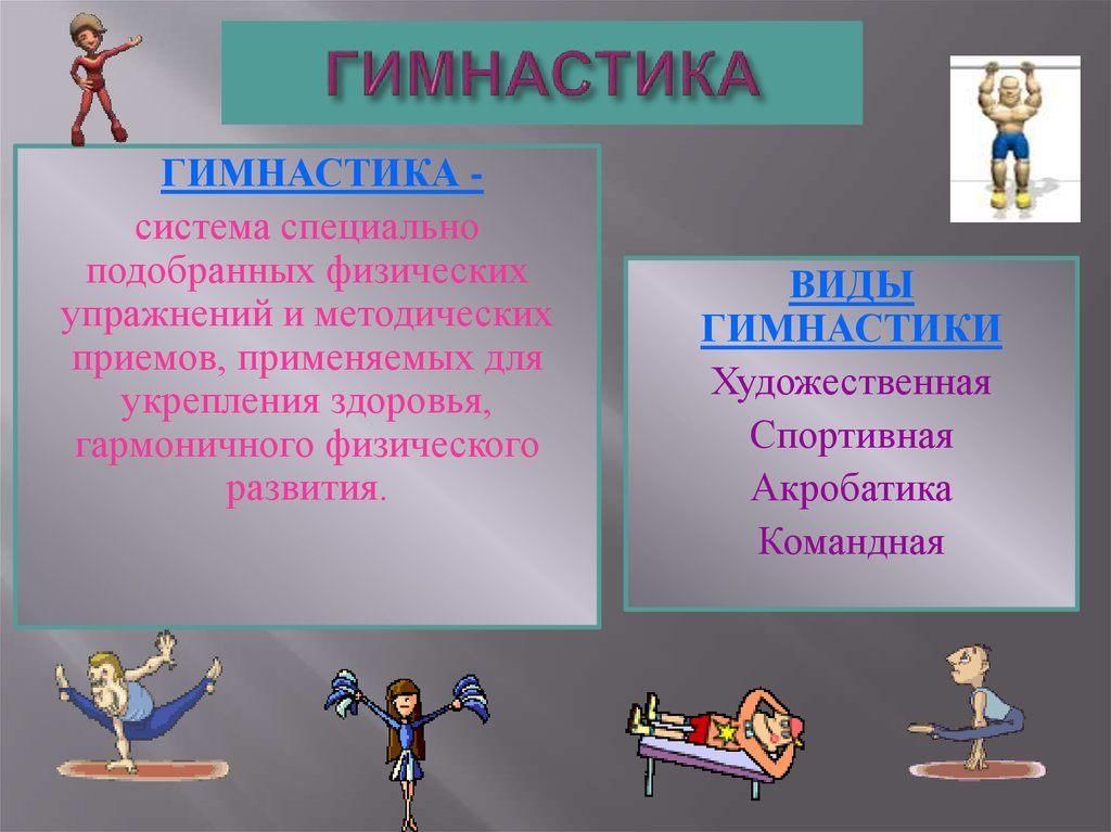 Что входит в гимнастику. Темы докладов по физкультуре 3 класс. Виды гимнастики. Что такое гимнастика кратко. Гимнастика презентация.