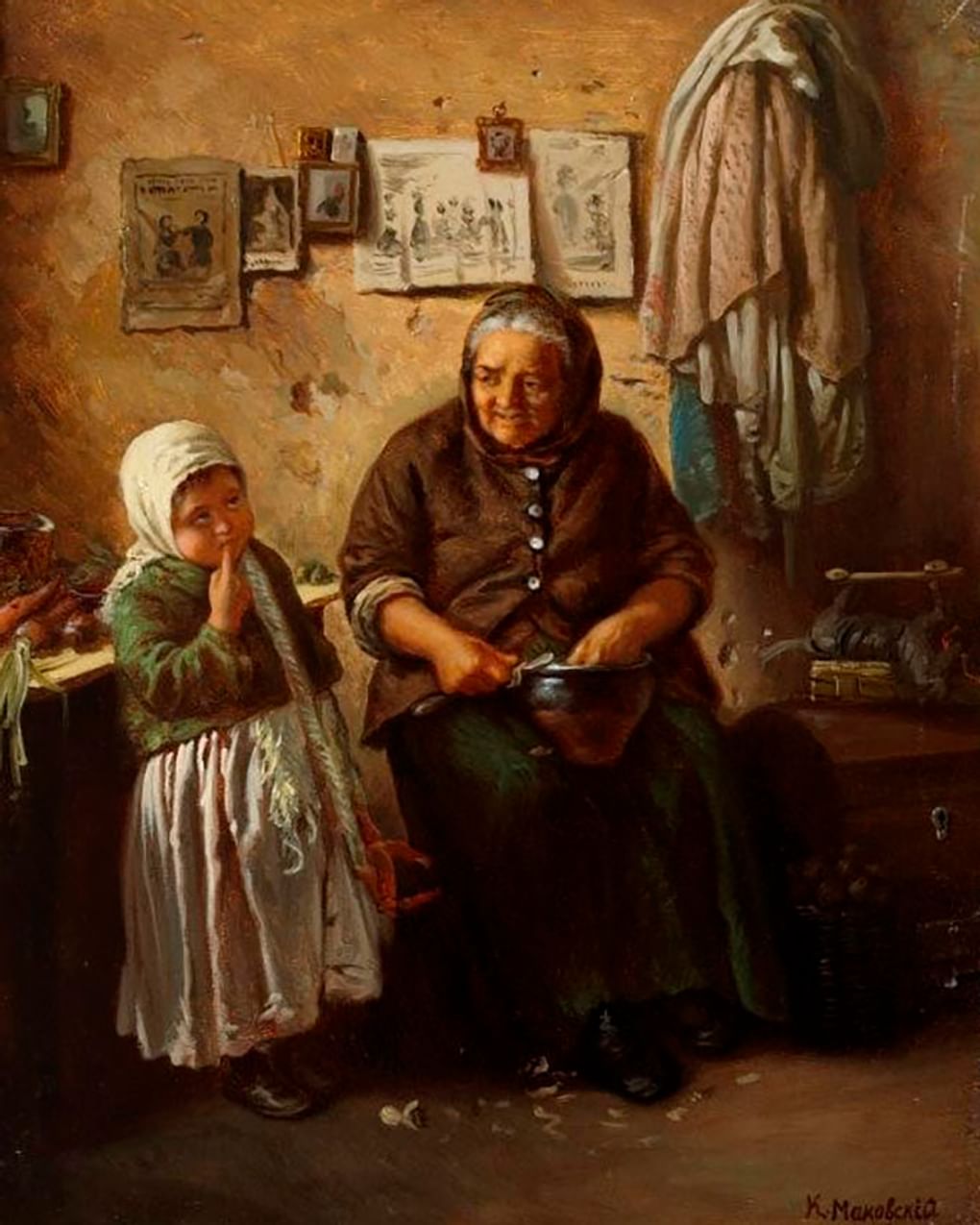 Константин Маковский. Наставление матери (фрагмент). 2-я половина XIX — начало XX века. Екатеринбургский музей изобразительных искусств, Екатеринбург