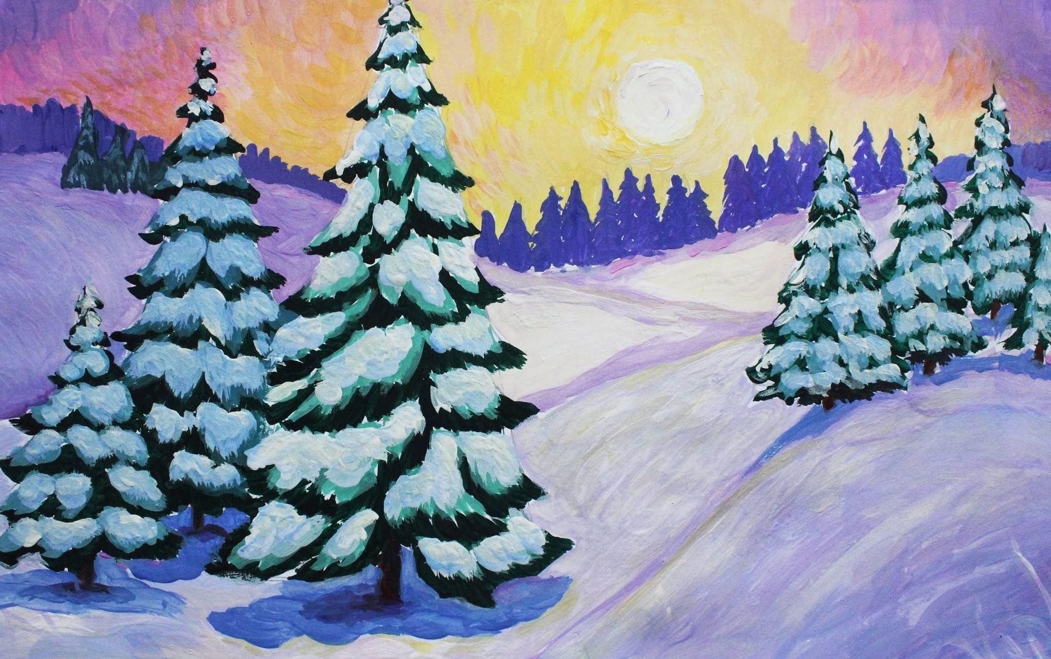 Рисунок зима для детей