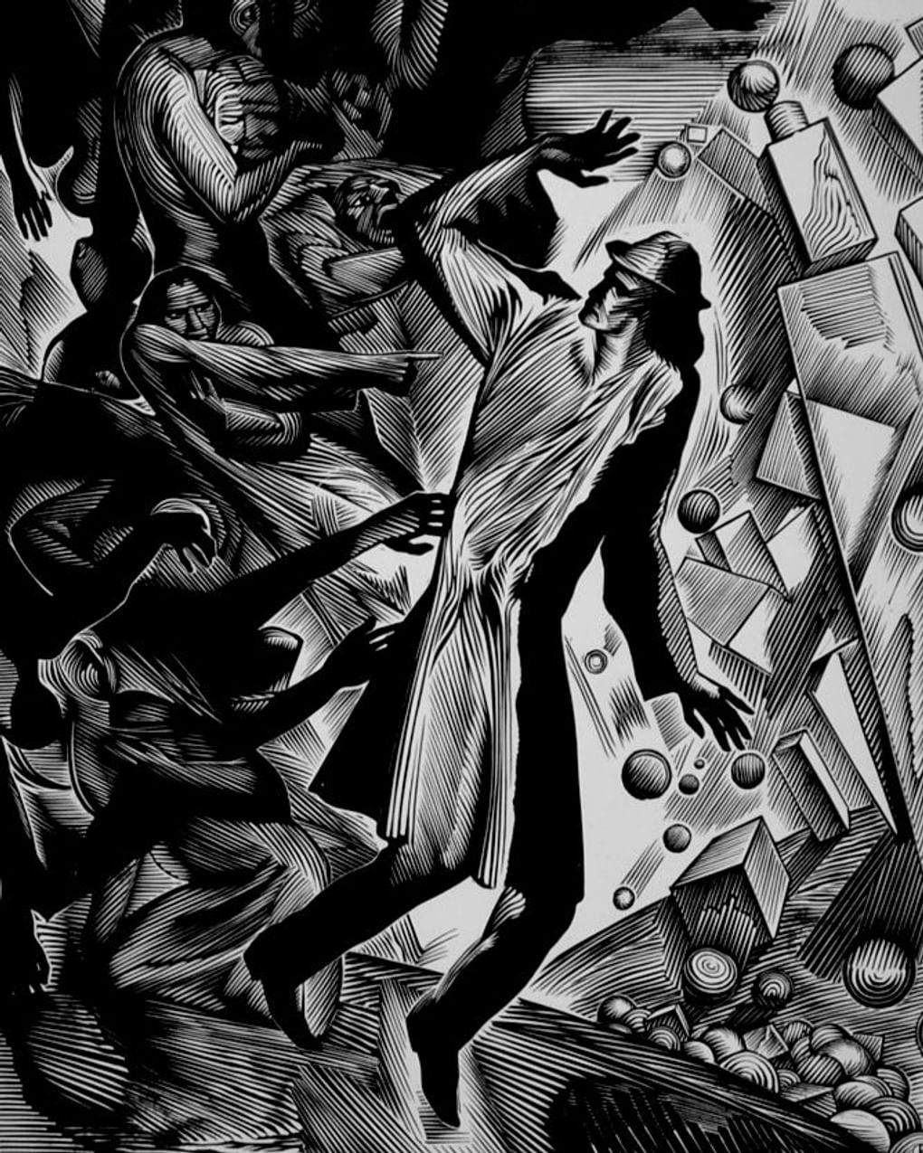 Станислав Косенков. Последний сон Раскольникова. Иллюстрация к роману Федора Достоевского «Преступление и наказание». 1971. Белгородский государственный художественный музей, Белгород