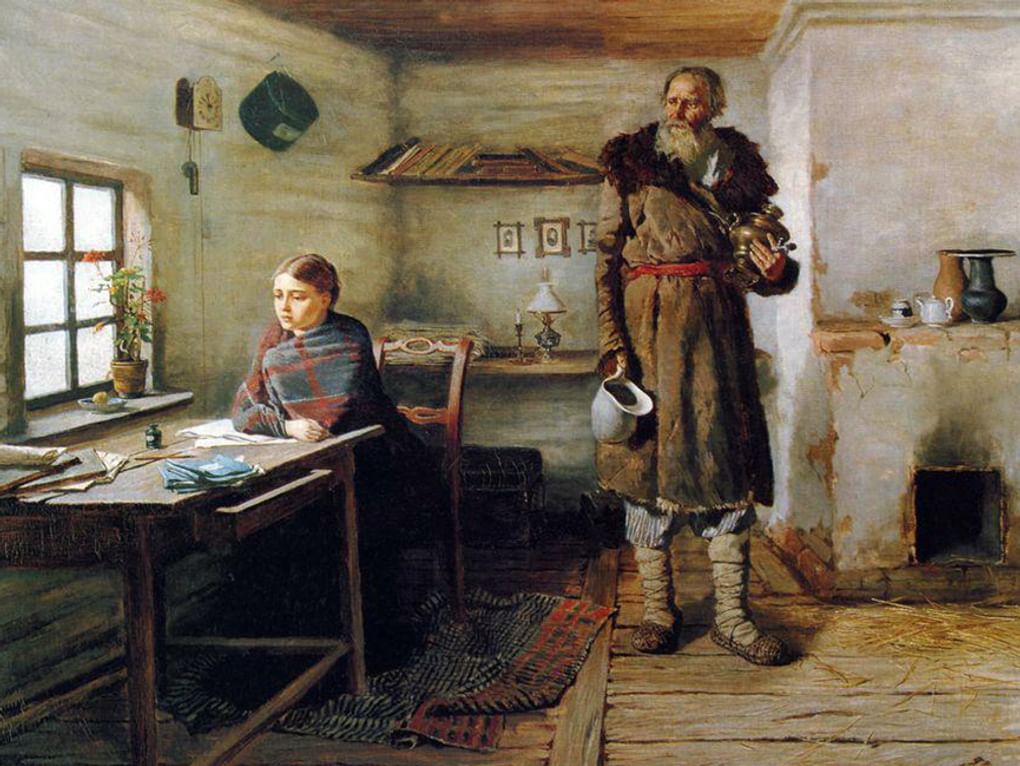 Константин Трутовский. Сельская учительница (фрагмент). 1883. Государственный музей изобразительных искусств Республики Татарстан, Казань