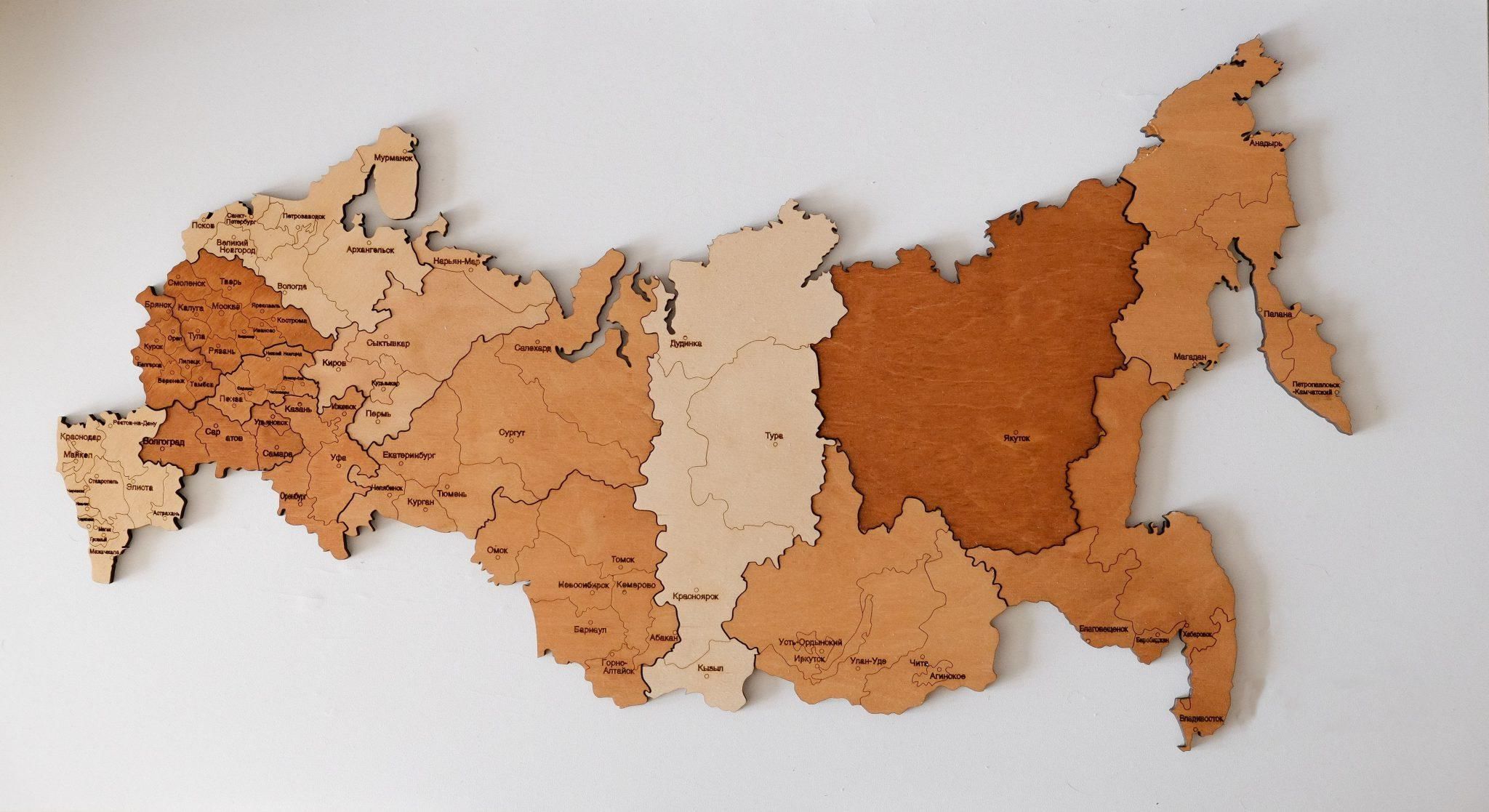 Карта России - уникальный деревянный пазл