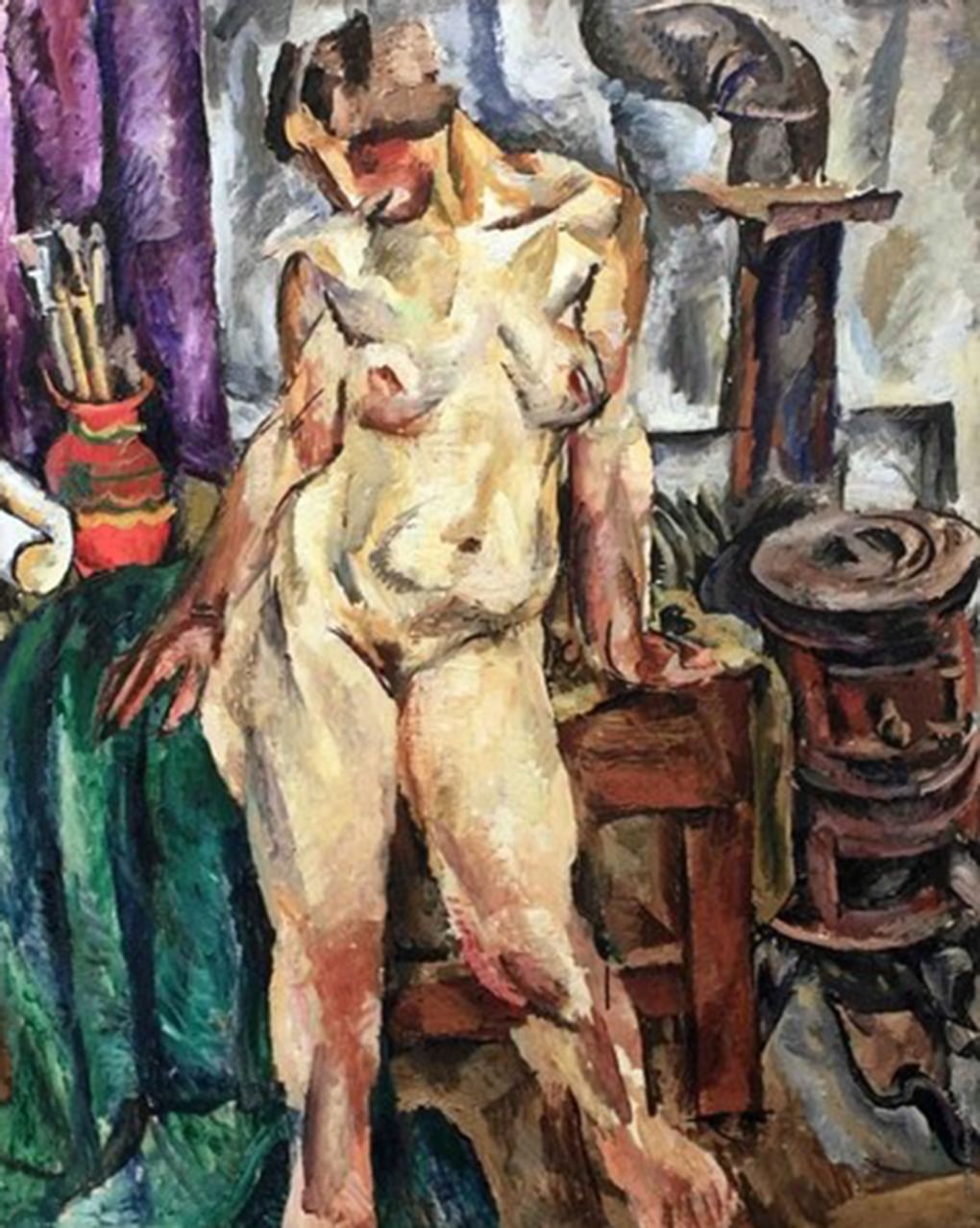 Петр Кончаловский. Натурщица у печки (фрагмент). 1917. Частное собрание 