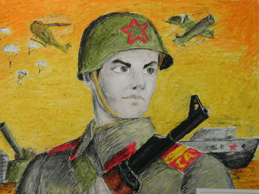 Рисунок с военными