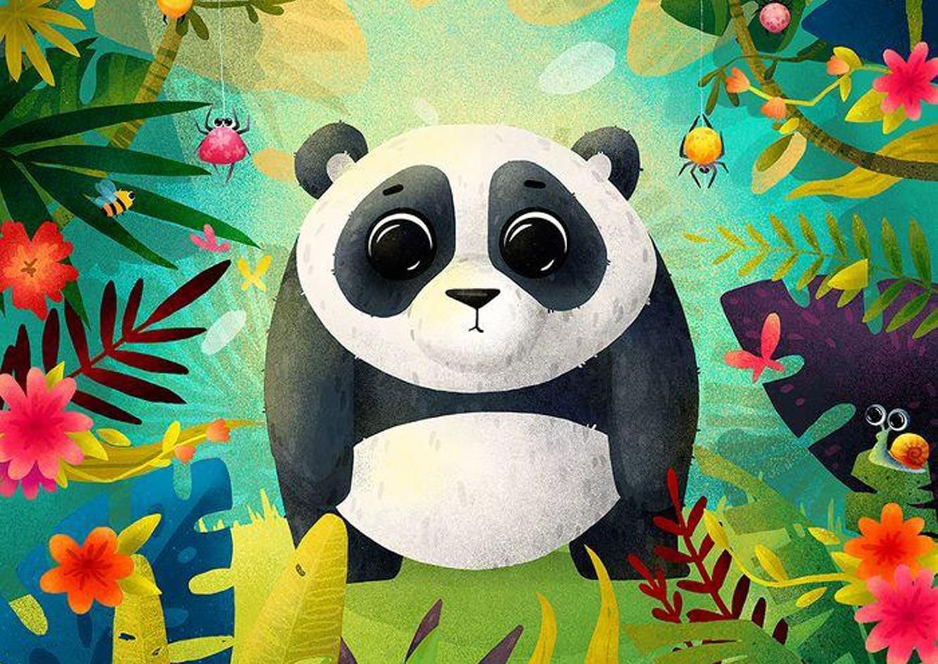 Панда красками для детей