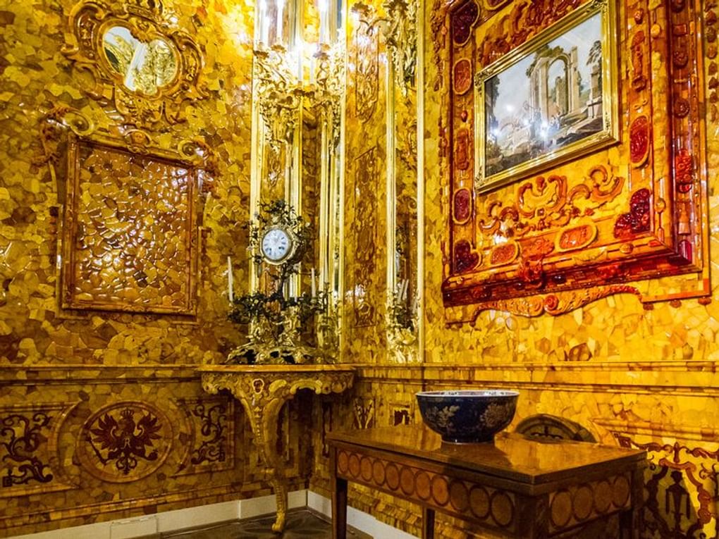Янтарная комната в Екатерининском дворце. Пушкин, Санкт-Петербург. Фотография: Андрей Пожарский / фотобанк «Лори»