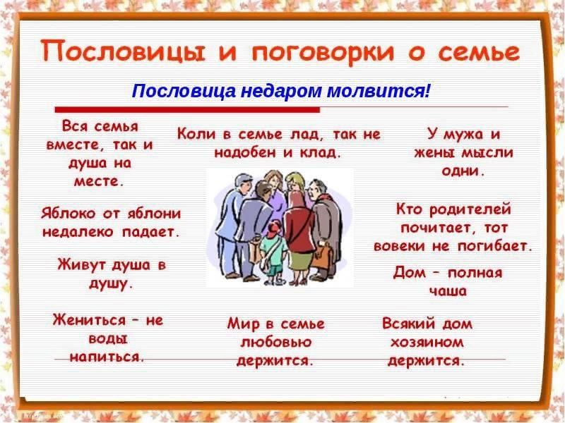 Пословицы и поговорки о семье в картинках