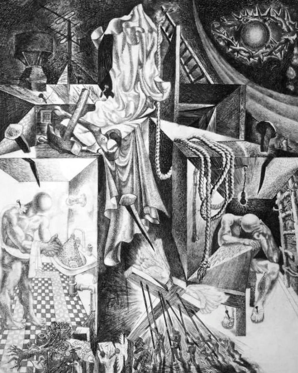 Герман Метелев. По мотивам романа Михаила Булгакова «Мастер и Маргарита» (левая часть триптиха). 1974. Нижнетагильский музей изобразительных искусств, Нижний Тагил, Свердловская область