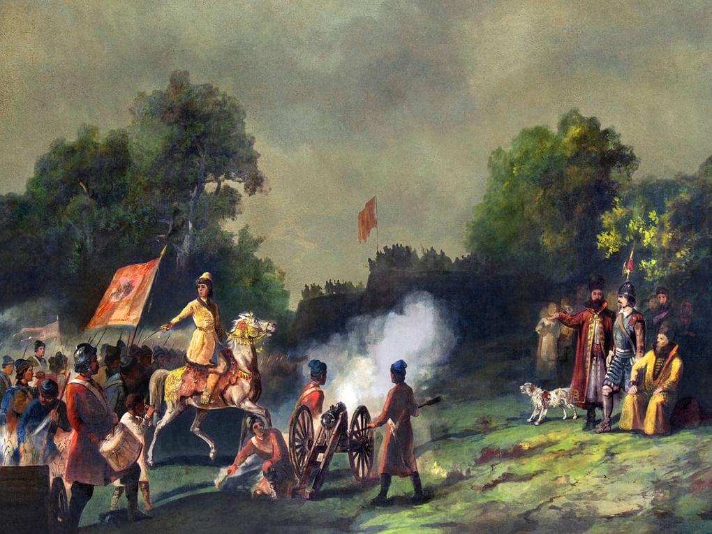 Николай Каразин. Петр с потешными у крепостцы Пресбург (фрагмент). 1872. Государственный Русский музей, Санкт-Петербург