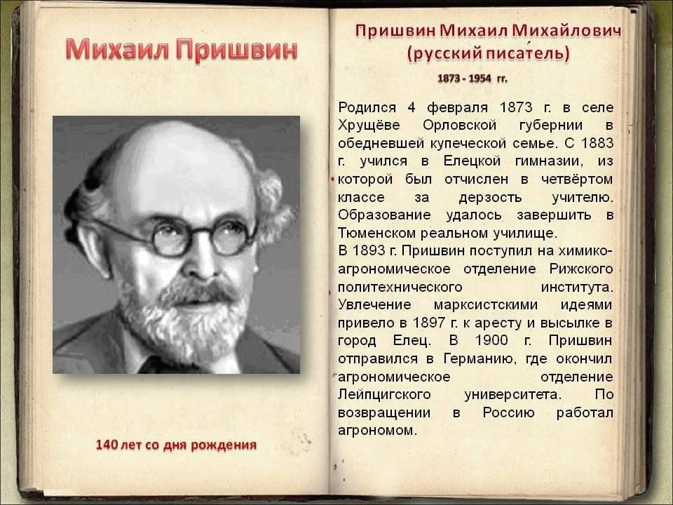 Биография пришвина презентация 3 класс