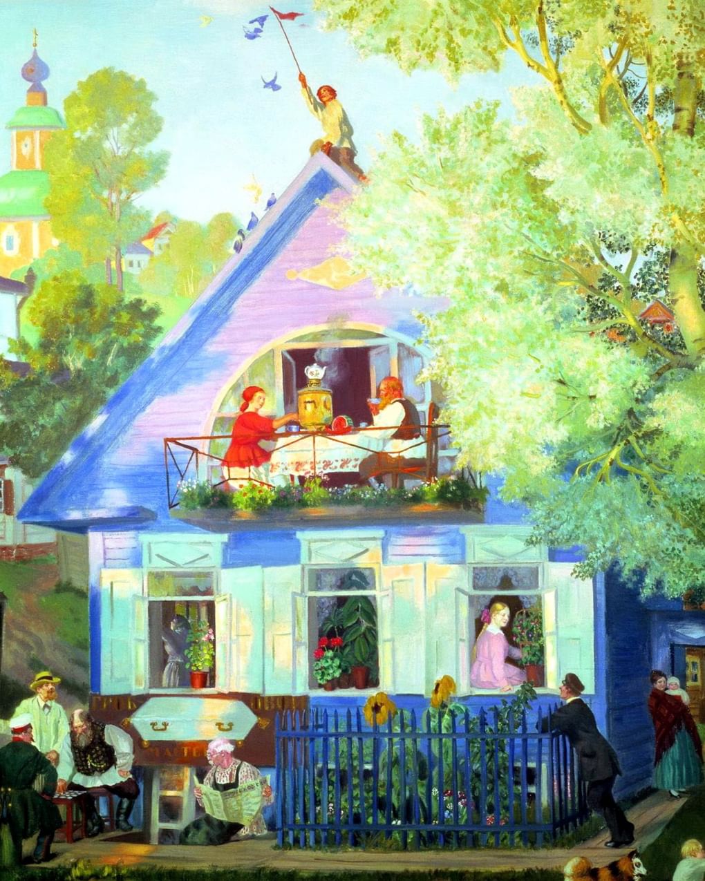Борис Кустодиев. Голубой домик (фрагмент). 1920-е. Государственный музей-заповедник «Петергоф», Санкт-Петербург