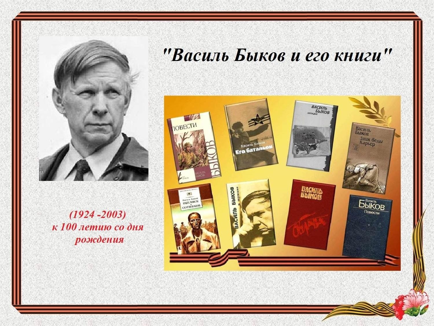 Писатели-юбиляры. Василь Быков и его книги» 2024, Дзержинский район — дата  и место проведения, программа мероприятия.