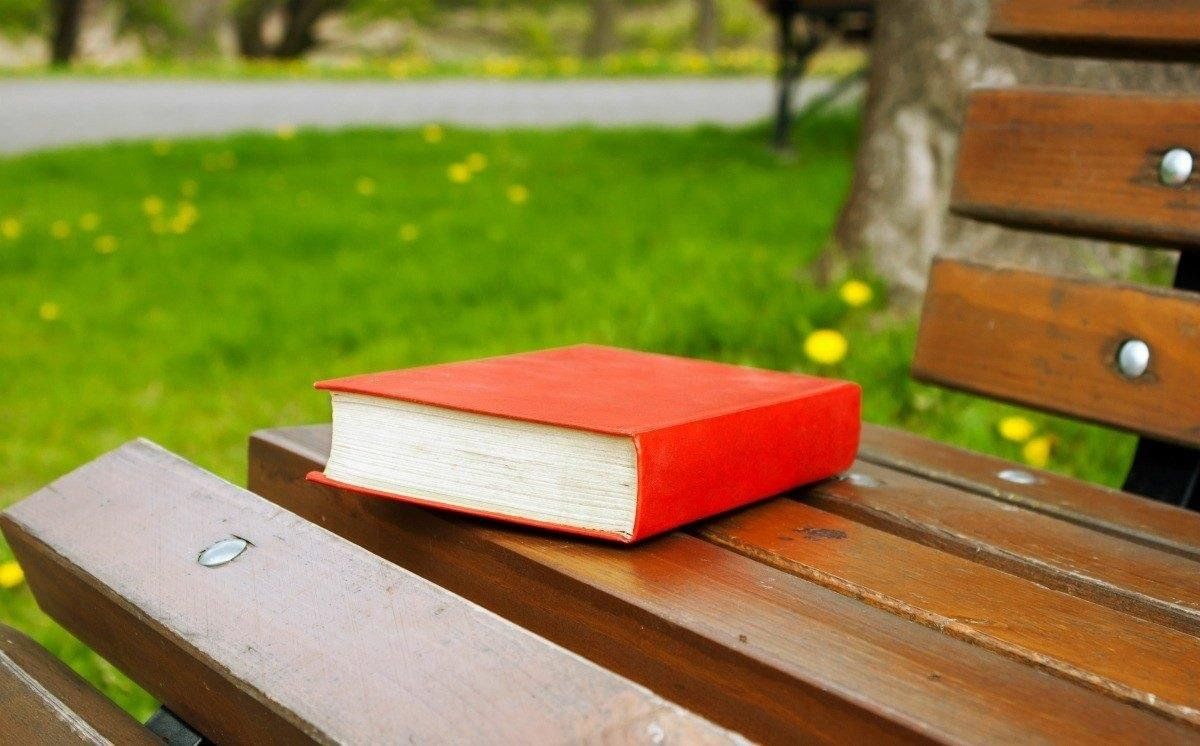 Книжка на скамейке в парке