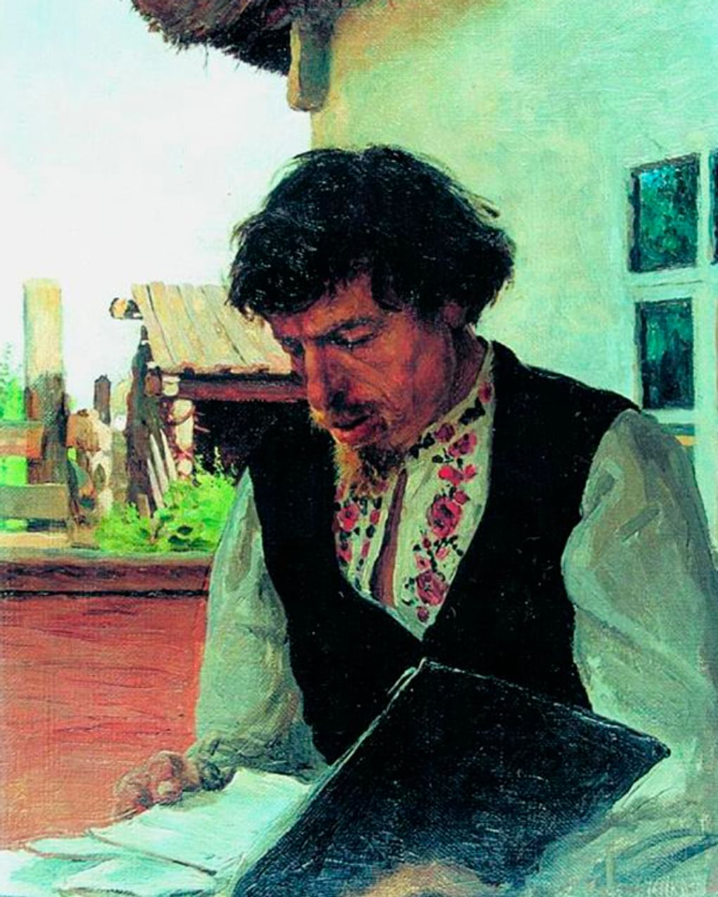 Яков Калиниченко. За книгой (фрагмент). До 1893. Саратовский государственный художественный музей им. А.Н. Радищева, Саратов