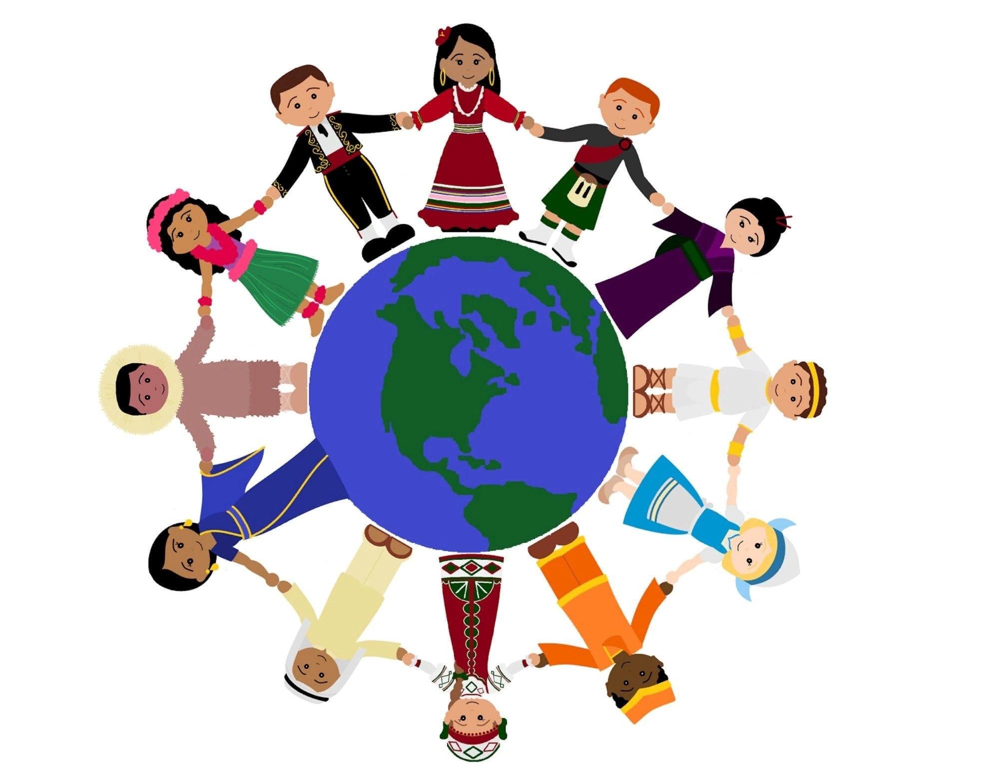 Проект на тему языки народов мира Vector Illustration of Multicultural National Children, People on Planet Earth S
