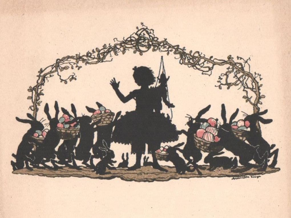 Александр Бенуа. Девочка Пай. Из серии «Пасха в XVIII веке». Открытка. 1904. Государственный музей изобразительных искусств имени А.С. Пушкина, Москва