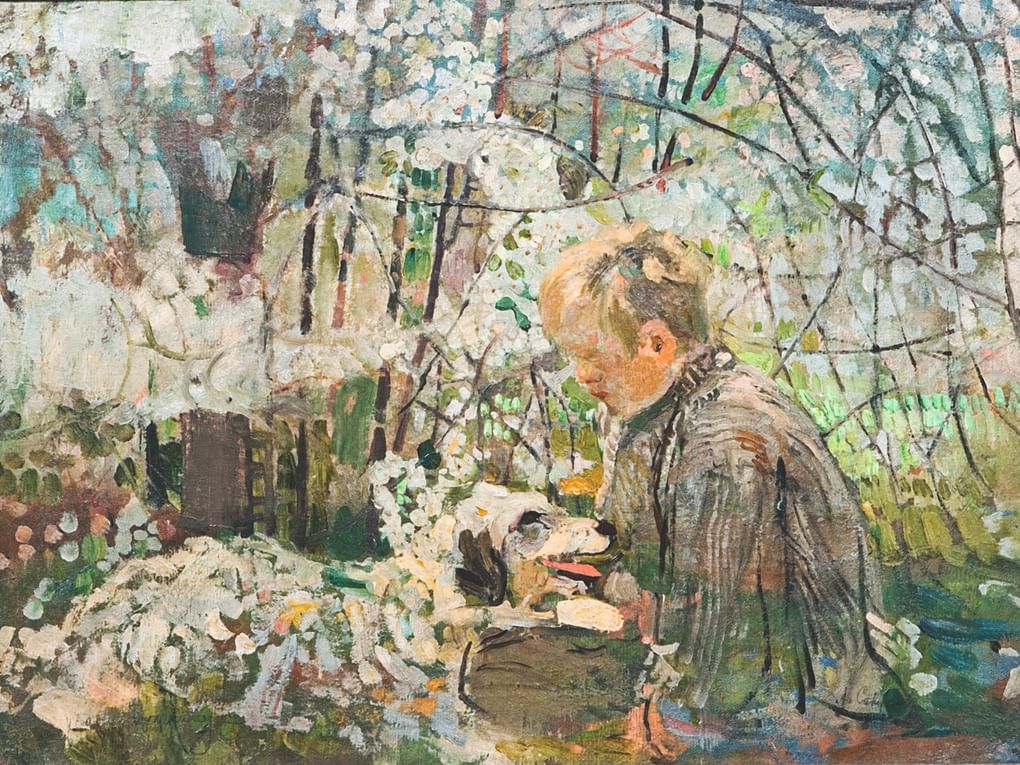 Александр Савинов. Мальчик с собакой. Этюд. 1904–1907. Научно-исследовательский музей при Российской академии художеств, Санкт-Петербург