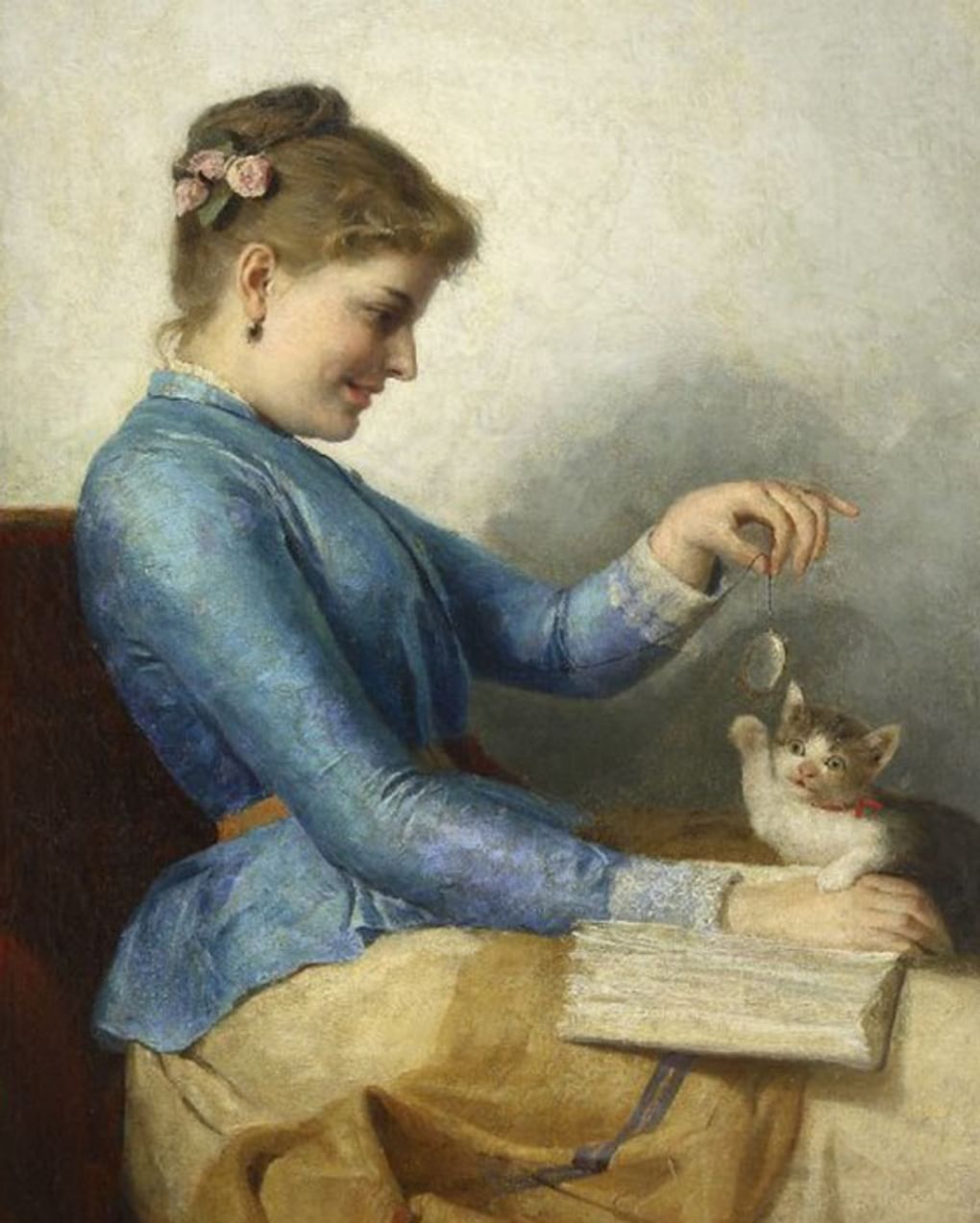 Николай Пимоненко. Портрет девушки с кошкой (фрагмент). 1900-е. Алупкинский дворцово-парковый музей-заповедник, Алупка, Республика Крым