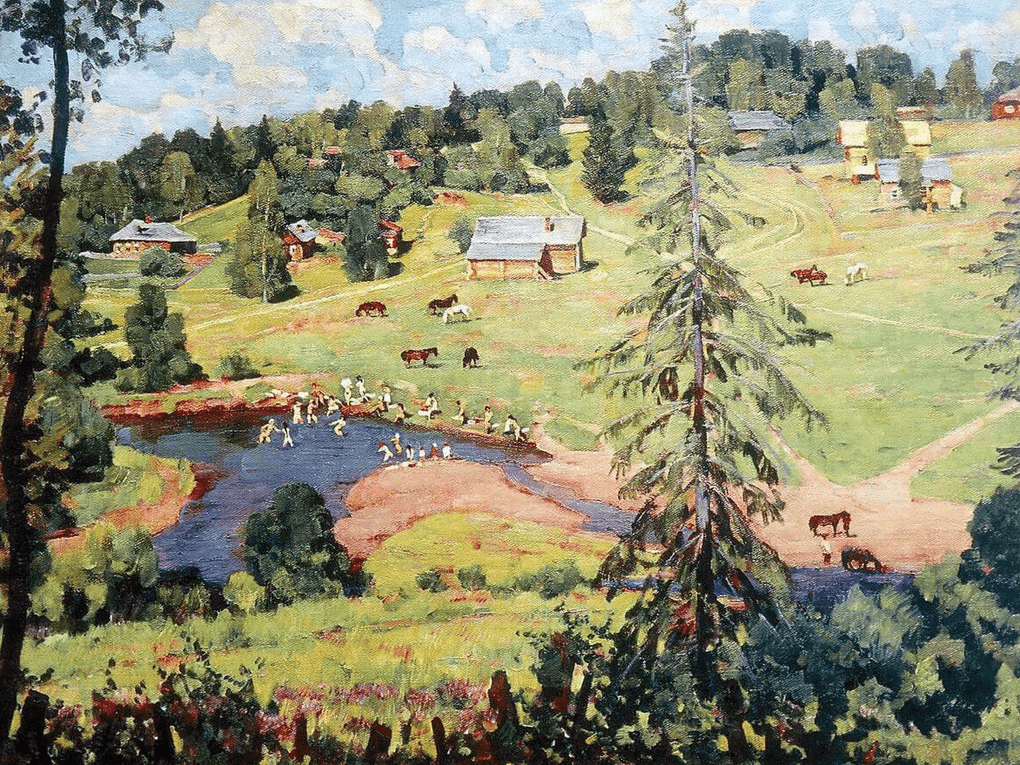 Константин Юон. Июль. Купание. 1925. Государственный музей изобразительных искусств Республики Татарстан, Казань