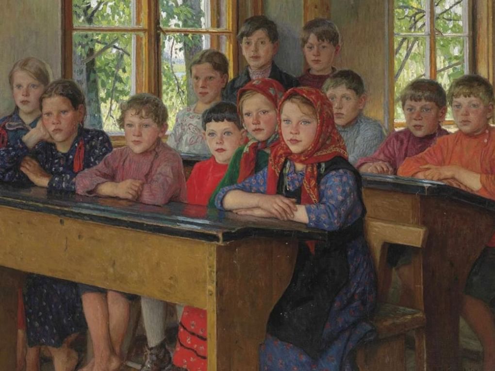 Николай Богданов-Бельский. В классе (фрагмент). 1938. Частное собрание
