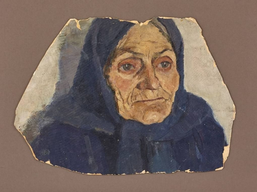 Виктор Сорокин. Портрет пожилой женщины (фрагмент). 1940-е. Частное собрание 