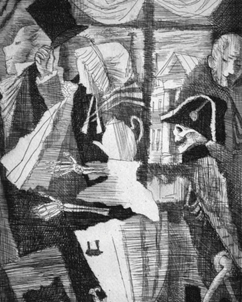 Анатолий Смирнов. Сон гробовщика (фрагмент). Иллюстрация к повести Александра Пушкина «Гробовщик». 1976. Всероссийский музей А.С. Пушкина, Санкт-Петербург