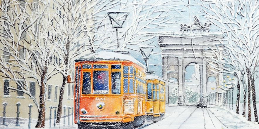 Основное изображение для события Мастер-класс «Новогодняя открытка «Снежный трамвайчик»