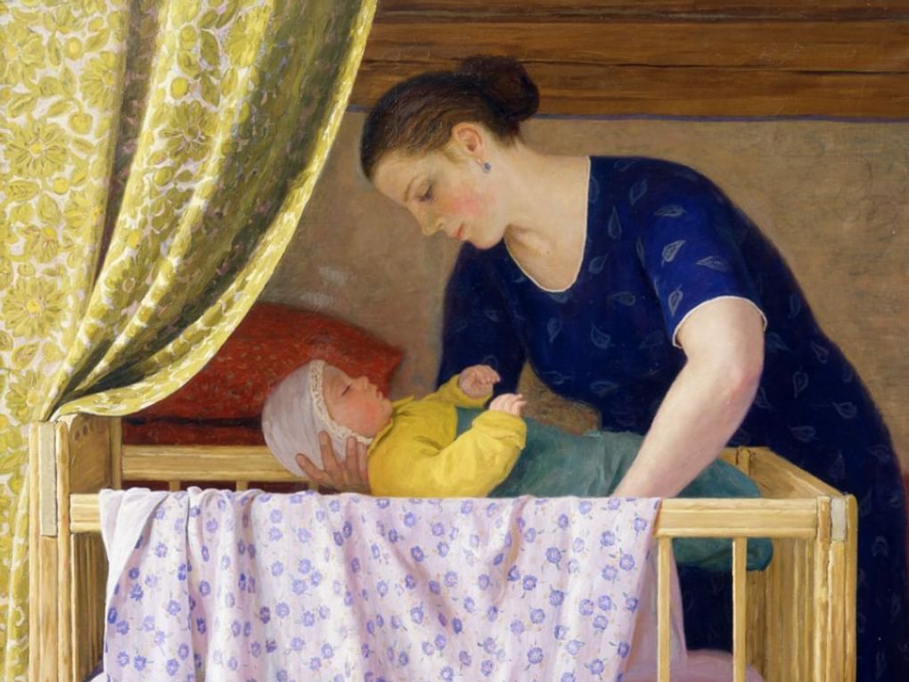 Юрий Кугач. У колыбели (фрагмент). 1975. Государственное музейное объединение «Художественная культура Русского Севера», Архангельск