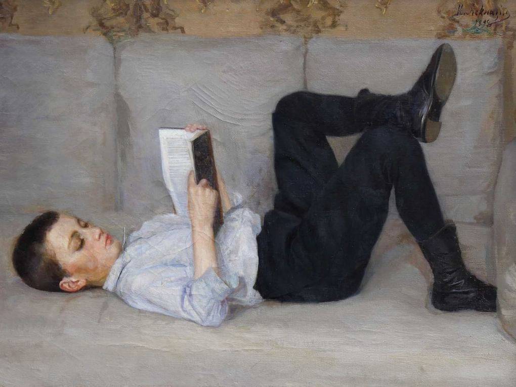 Исаак Аскназий. С книгой (фрагмент). Конец XIX — начало XX века. Курская государственная картинная галерея им. А.А. Дейнеки, Курск