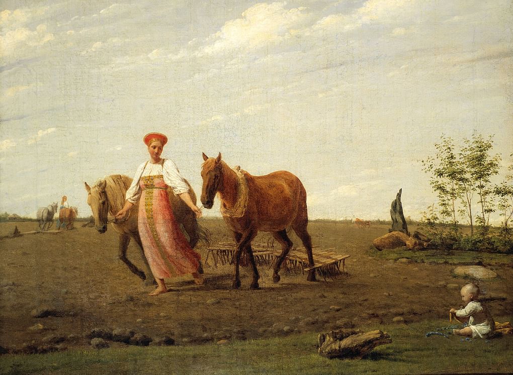 Алексей Венецианов. На пашне. Весна. Первая половина 1820-х. Государственная Третьяковская галерея, Москва