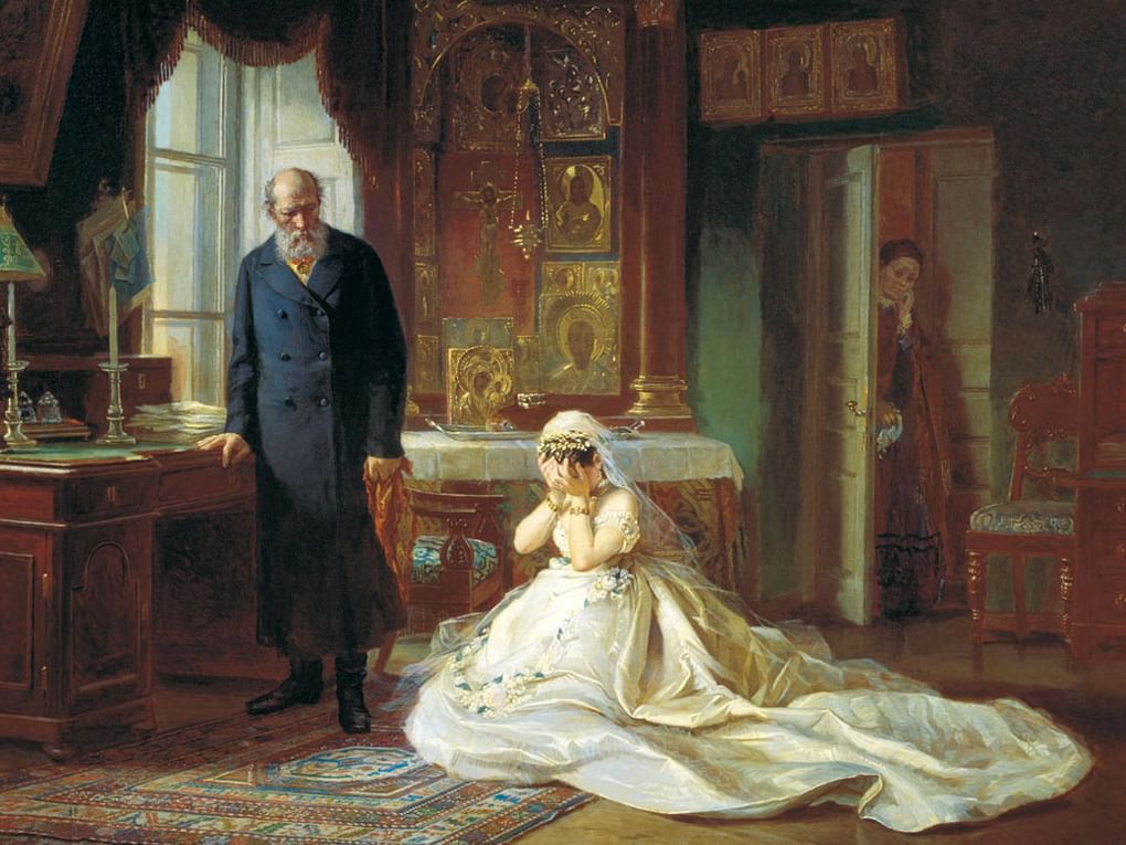 Фирс Журавлев. Перед венцом (фрагмент). До 1874. Государственная Третьяковская галерея, Москва