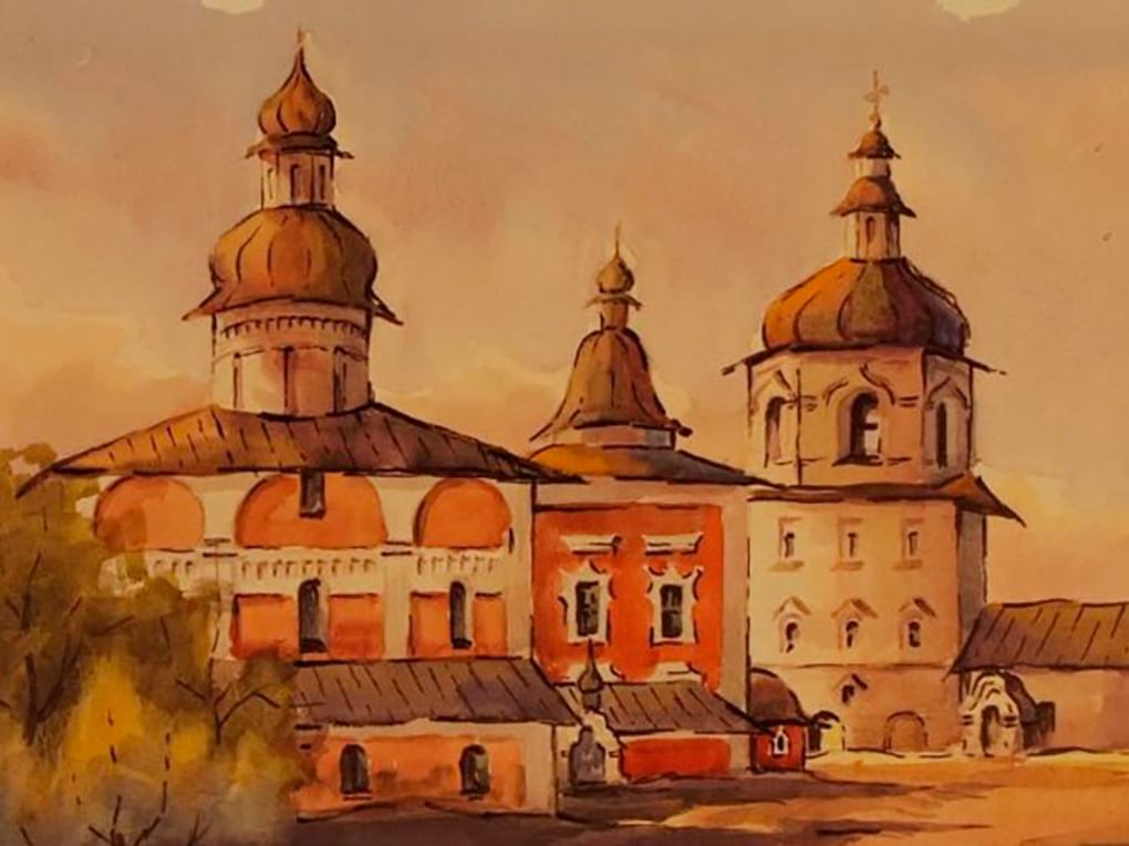 Ростислав Благовещенский. Кирилло-Белозерский монастырь и Успенский собор (фрагмент). 1967. Тверская областная картинная галерея, Тверь