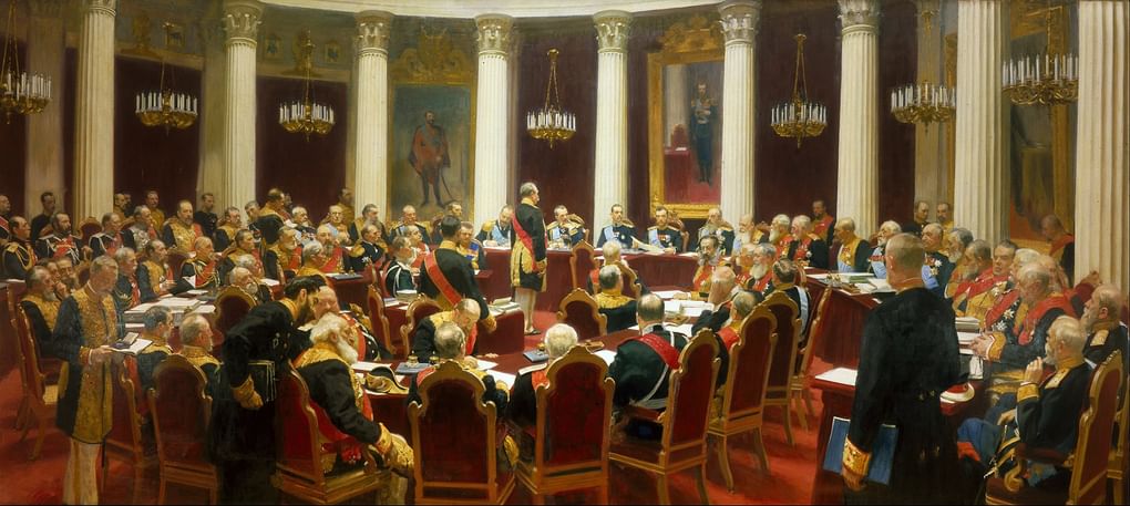 Илья Репин. Торжественное заседание Государственного совета 7 мая 1901 года в день столетнего юбилея со дня его учреждения. 1903. Государственный Русский музей, Санкт-Петербург