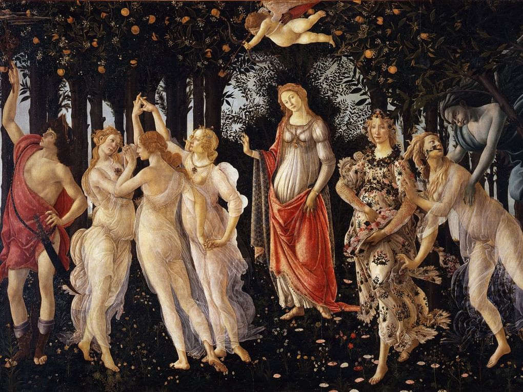 Сандро Боттичелли. Весна (фрагмент). 1485. Галерея Уффици, Флоренция, Италия