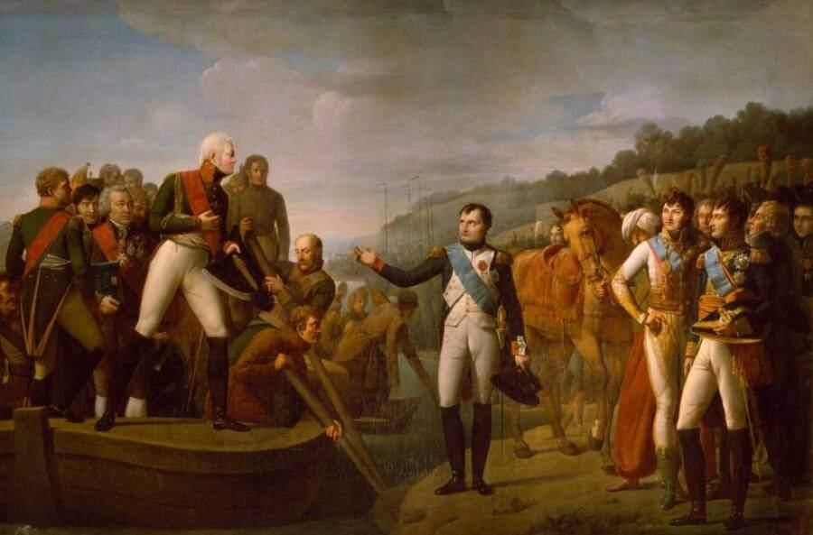 Рус француз. Встреча Наполеона с Александром 1 в Тильзите. Прощание Наполеона с Александром i в Тильзите.