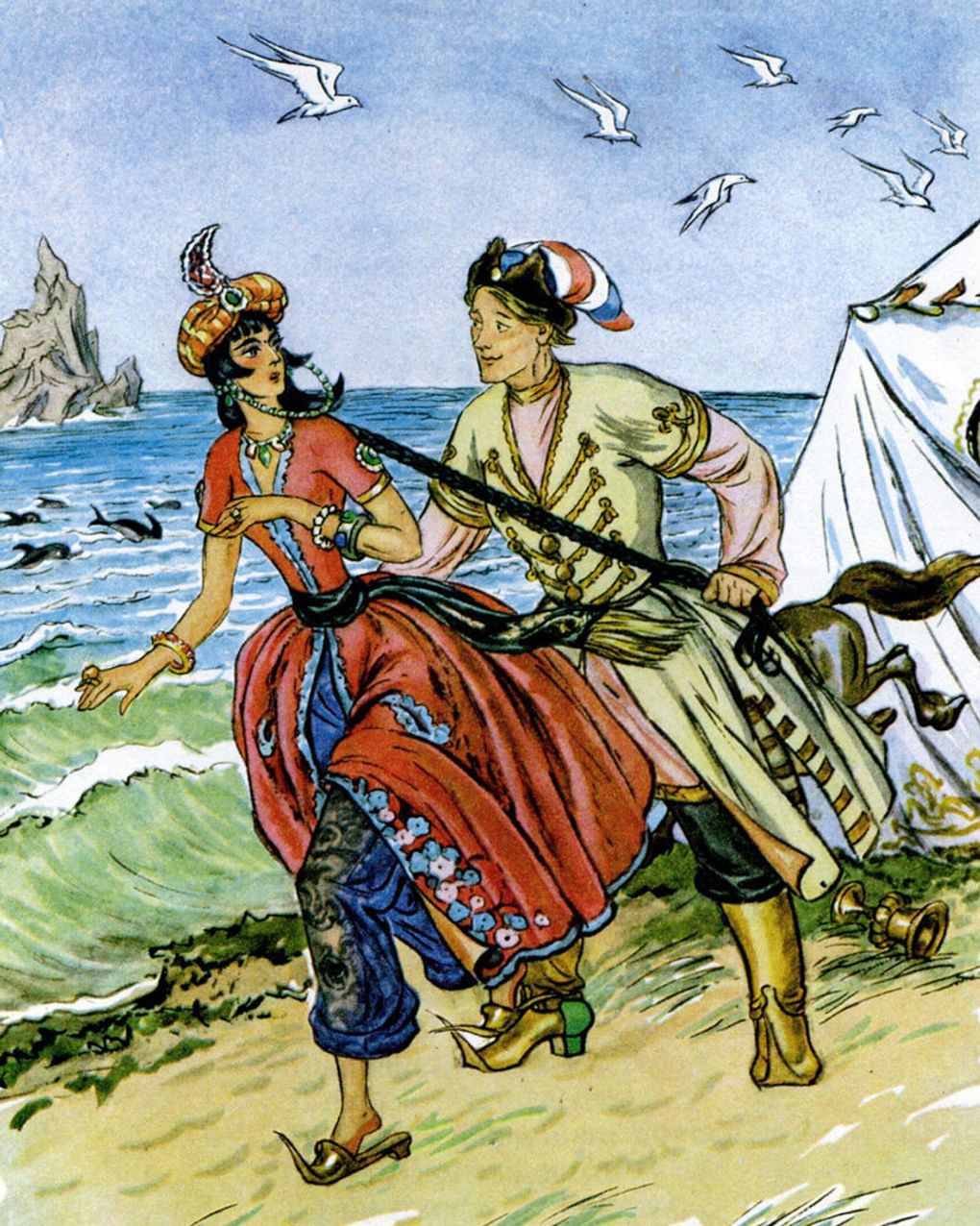 Владимир Милашевский. Иллюстрация к сказке Петра Ершова «Конек-горбунок». 1986. Издательство «Детская литература»