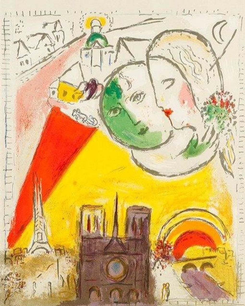 Марк Шагал. По воскресеньям. 1954. Цветная литография. Коллекция Altmans Gallery, Москва