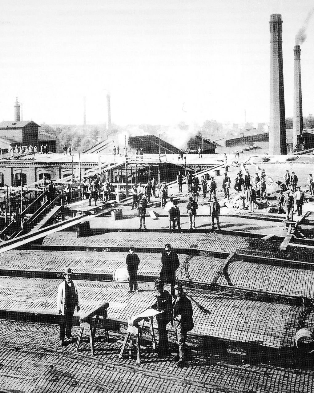 Строительство цеха Даниловской мануфактуры. Москва, 1903 год. Фотография: Музей предпринимателей, меценатов и благотворителей, Москва