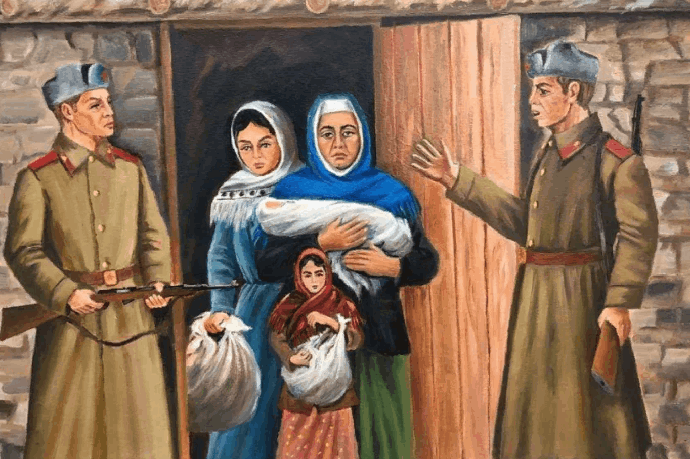 Выселение чеченцев и ингушей в 1944 рисунки