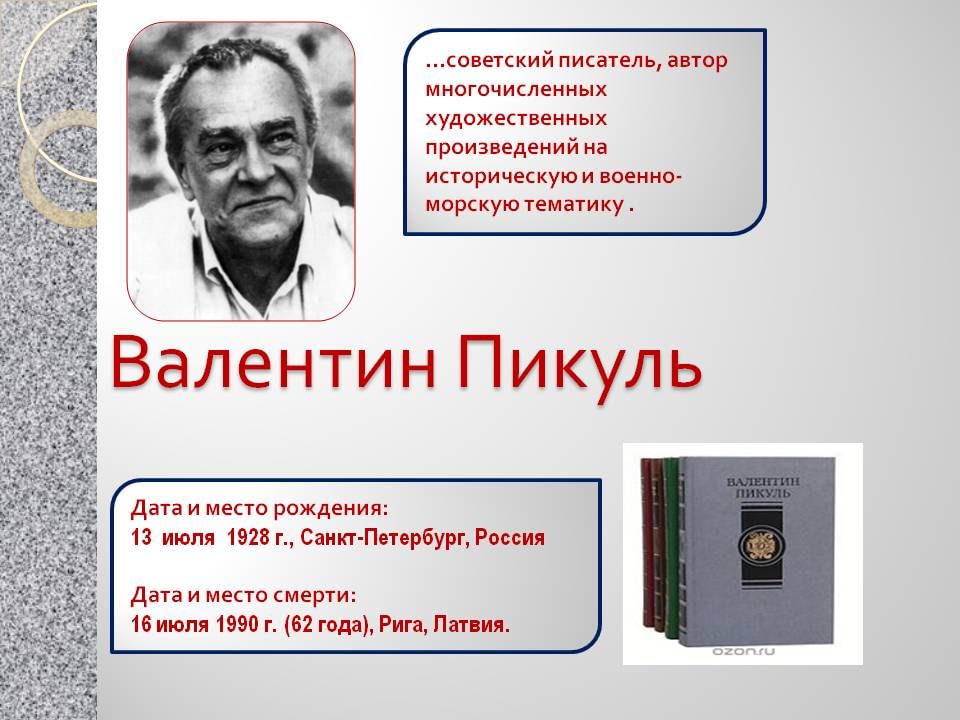 Пикуль валентин саввич презентация